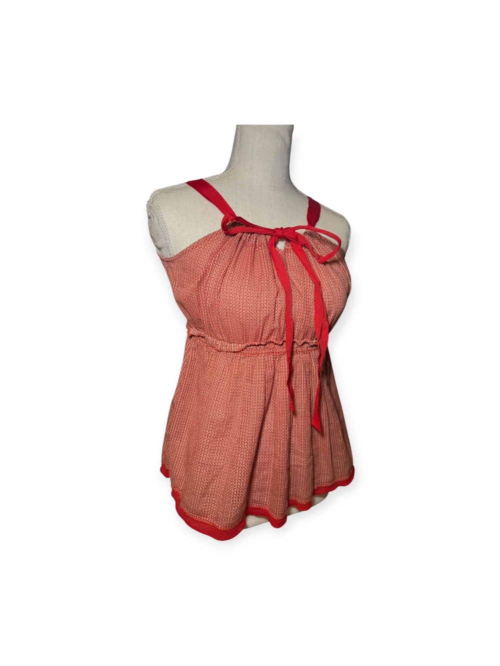 Vintage American Eagle Red Tie Adjustable Blouse Women’s Size 6 100% Cotton EUC
